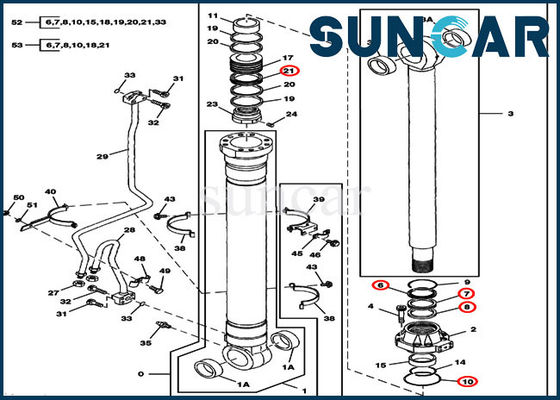 Kit Servis Silinder 9180581 Boom LH/RH Perbaikan Seal Kit Untuk 330LCR JOHN DEERE