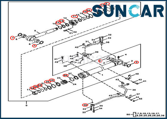 Kit Penyegelan Boom 4640107 Kit Segel LH ​​RH Silinder Cocok untuk Excavator John Deere 370C 3554