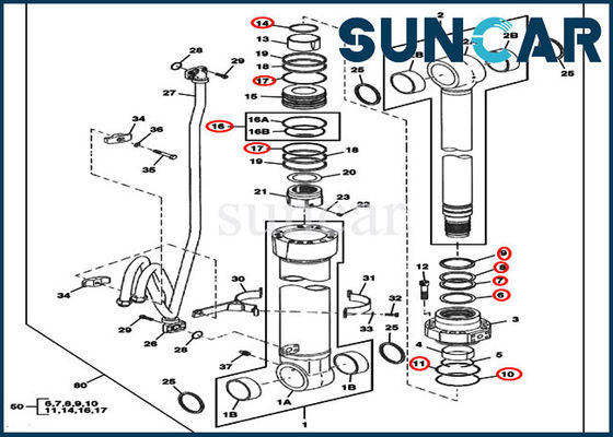 370C JOHN DEERE 4686321 Kit Perbaikan Segel Silinder Boom Kit Penggantian CYL