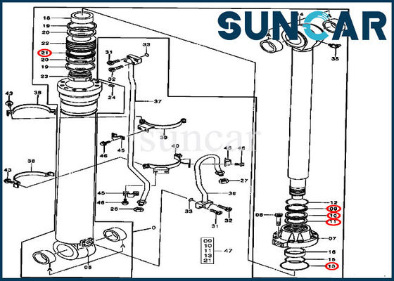 Kinerja Penyegelan Tinggi 9180582 Arm Cylinder Repair Seal Kit Untuk 330LC 330LCR John Deere