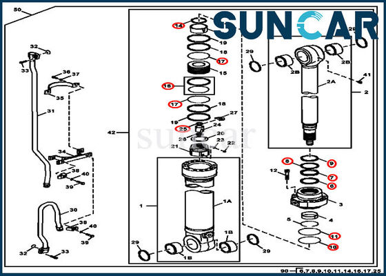Arm Cylinder 4S00930 Deere Replacement Seal Kit Cocok untuk 350DLC 350GLC JOHN DEERE Alat Berat