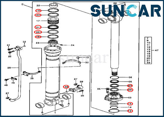 Kit Segel Hidrolik Silinder Bucket AT264430 John Deere 330LCR 450CLC Kit Perbaikan Excavator