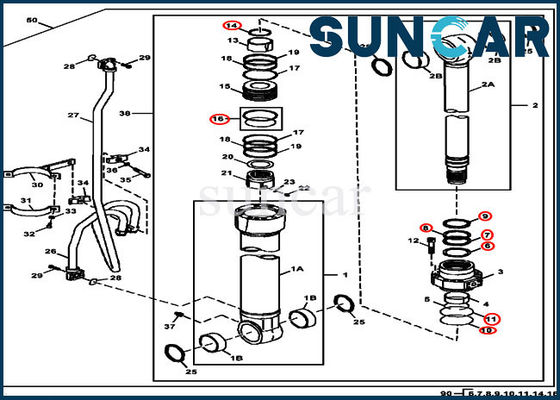 4S00783 JOHN DEERE Boom Repair Sealing Kit Komponen Silinder Cocok untuk Excavator 380GLC 350GLC