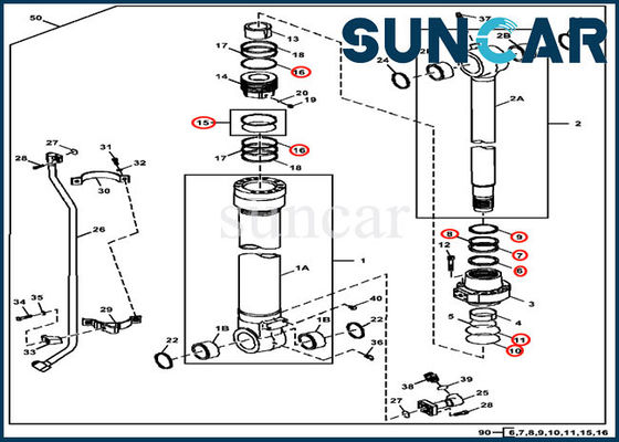 FYA00001398 Kit Perbaikan Segel Silinder Bucket ISO9001 3754D 350DLC Kit Servis John Deere