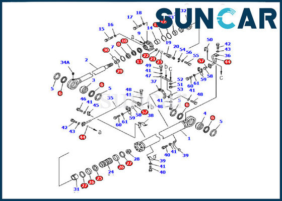 707-99-77210 Kit Segel Silinder Bucket Komatsu Excavator PC1600-1 Kit Perbaikan kit servis dalam hidraulik