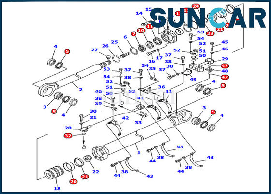 Komatsu Excavator PC1600-1 Model Arm Cylinder Seal Kit 707-99-85200 Hidrolik Bagian Dalam Perbaikan