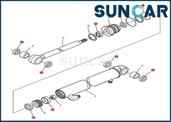 878000501 DELUXE Arm Cylinder Sealing Kit Komatsu Excavator PC15R-8 Hidrolik Bagian Dalam
