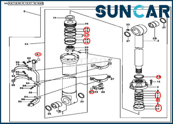 AT314427 Kit Silinder Bucket Hidraulik Kit Segel Excavator Cocok untuk Bagian John Deere 450LC