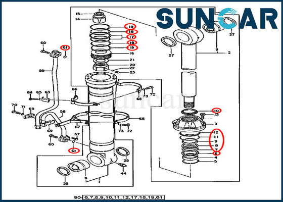 AT196471 Boom Cylinder Seal Kit Service Kits Untuk Peralatan Model Deere 450CLC 550LC