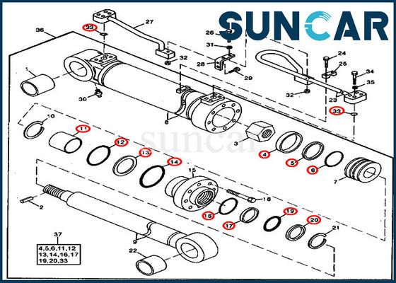 490 JOHN DEERE AT196477 Kit Servis Silinder Hidraulik Boom Kit Perbaikan Seal Excavator