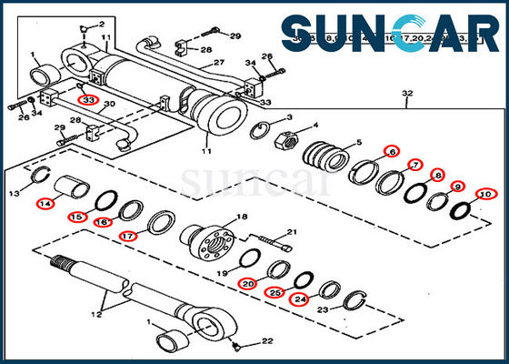 Kit Segel Penggantian Silinder Bucket AT264443 Untuk Model Excavator John Deere 490