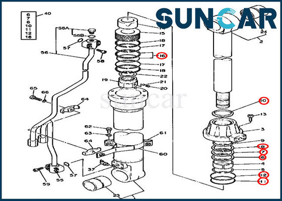 Suku Cadang AT192095 Kit Segel Oli Hidrolik 490 490D Kit Perbaikan Silinder Boom Deere