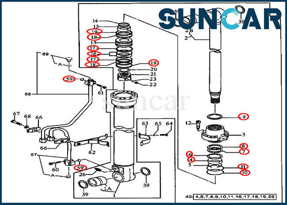 Kit Seal Pengganti AT196470 Kit Penyegelan Minyak Boom Cylinder Untuk Peralatan John Deere 490E