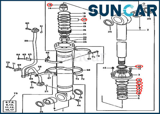 JOHN DEERE 4660103 Boom Cylinder Seal Kit Perbaikan Sealing Kit Cocok untuk Excavator 600C 550LC
