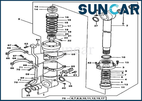 4438696 Kit Servis Bucket Kit Perbaikan Segel Silinder Deere Untuk Excavator 550LC
