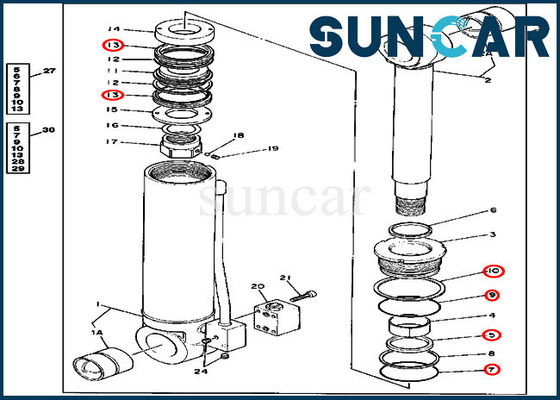 4240075 Kit Layanan Penggantian Silinder Stabilizer Cocok untuk Excavator 595D John Deere