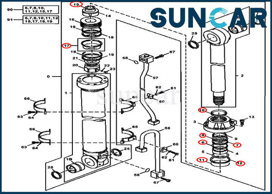 4700430 Arm Cylinder Seal Kit Kit Layanan Penggantian Excavator Cocok untuk Model Deere 450LC 450CLC