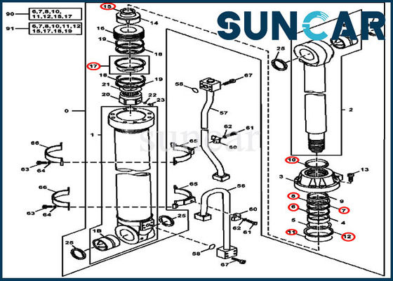 Kit Silinder Hidraulik Lengan 4438679 450LC 450CLC Kit Perbaikan Segel Deere Excavator