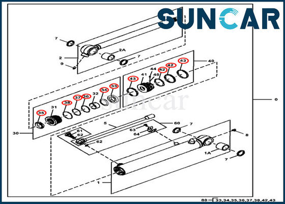 FYD00005421 Kit Segel Hidrolik Bucket CYL Untuk Komponen Silinder John Deere 35G