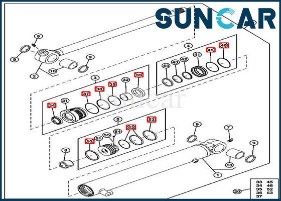 Ketahanan Aus 4652137 Kit Segel Lengan Silinder 27D Kit Perbaikan Hidrolik John Deere