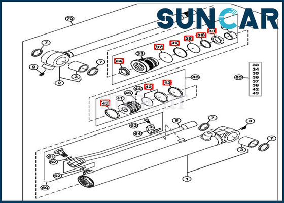 4652138 Kit Segel Perbaikan Silinder Ember Hidrolik Cocok untuk Batang 35mm 55mm Bore JOHN DEERE