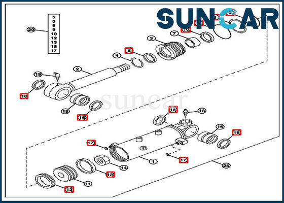 4652458 Kit Penyegelan Pengganti Blade John Deere 27D Kit Segel Silinder Excavator