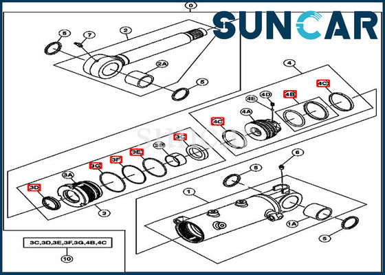 JOHN DEERE 4656428 Blade Seal Kit Kit Perbaikan Silinder Hidrolik Untuk Model Excavator 27D
