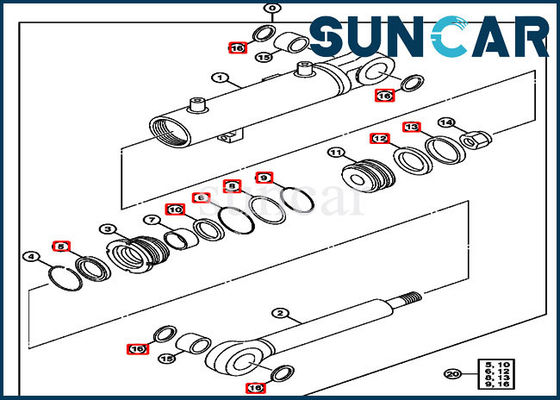 4632462 Kit Segel Silinder Blade Kit Servis Penggantian Excavator Deere 75C 85G