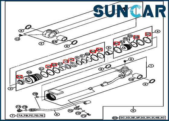 17D JOHN DEERE 4667615 Boom Repair Seal Kit Cocok untuk Batang 35 MM 60 MM Bore Cylinder