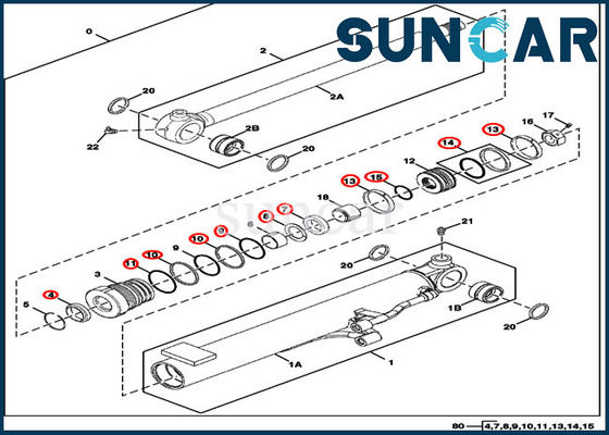 FYD00003878 Kit Penyegelan Boom Hidrolik 17D Kit Perbaikan Segel Silinder John Deere