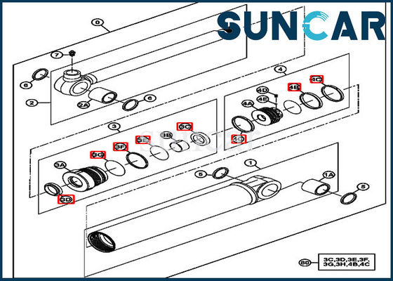 4667619 John Deere Swing Cylinder Repair Oil Seal Kit Kit Servis Hidrolik Excavator 17D