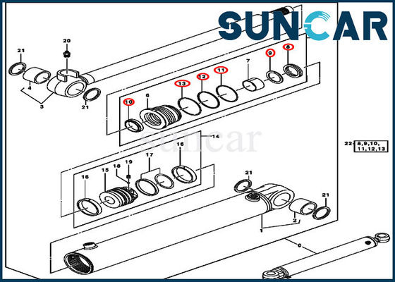 0843808 Excavator Boom Swing Service Kit Kit Segel Silinder Hidrolik Untuk John Deere 50C