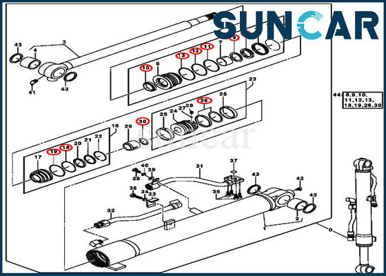 0844807 Kit Penyegelan Perbaikan Silinder Boom JOHN DEERE Suku Cadang Pengganti Excavator