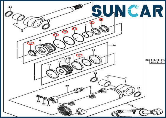 Kit Segel Oli Hidraulik Blade 0843907 Kit Segel Perbaikan Silinder Untuk Excavator 50C John Deere