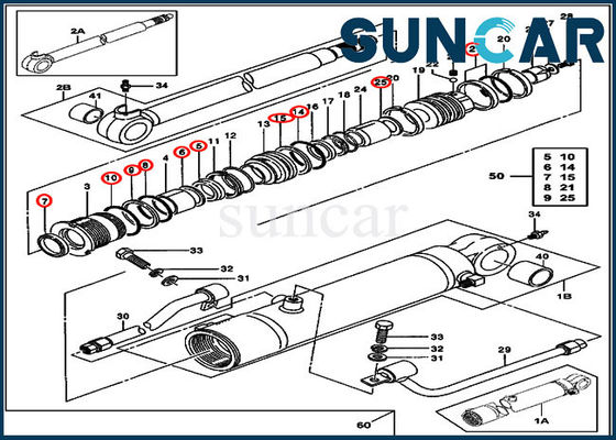 0843613 Arm Sealing Kit Deere Cylinder Seal Repair Kit Cocok untuk JOHN DEERE 50ZTS 35ZTS