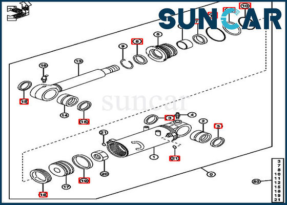 Kit Silinder Blade Deere 50D 4622067 Kit Layanan Penggantian Hidrolik Excavator