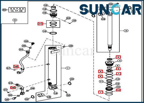 4634038 Kit Perbaikan Segel Silinder Boom Pengganti John Deere Kit Ketahanan Aus