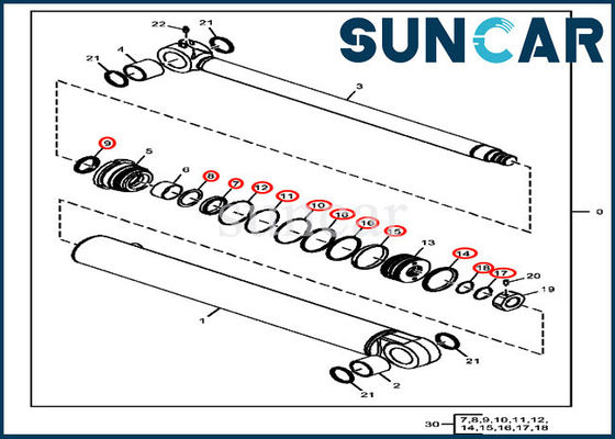 Kinerja Penyegelan Tinggi FYD00000074 Perbaikan Seal Kit Kit Servis Deere Boom Swing