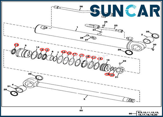 Kit 50D 50G JOHN DEERE FYD00000073 Kit Segel Penggantian Silinder Bucket