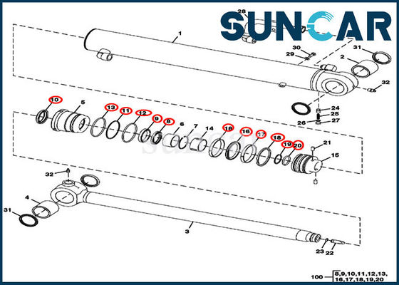 JOHN DEERE FYD00000072 Kit Segel Silinder Lengan Kit Penyegelan Perbaikan Excavator