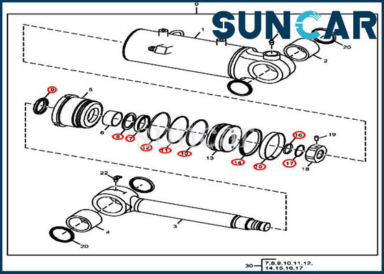FYD00000075 Kit Segel Pengangkat Pisau John Deere 50D 50G Kit Servis Silinder Hidraulik