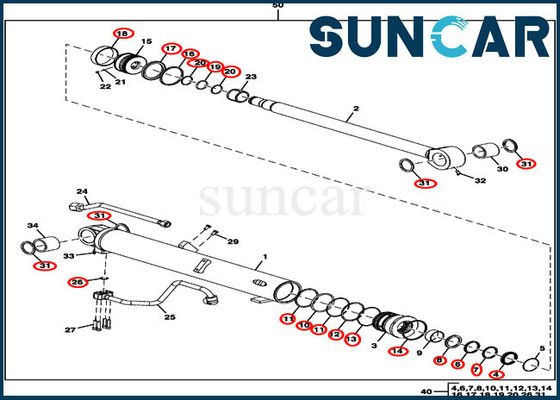 Kit Seal Hidrolik Deere 60D 60G FYD00000085 Kit Penyegelan Penggantian Silinder Boom