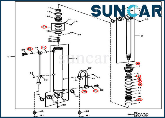 4687560 Arm Seal Repair Kit Cylinder Oil Seal Kit Cocok untuk Model Excavator 60D John Deere