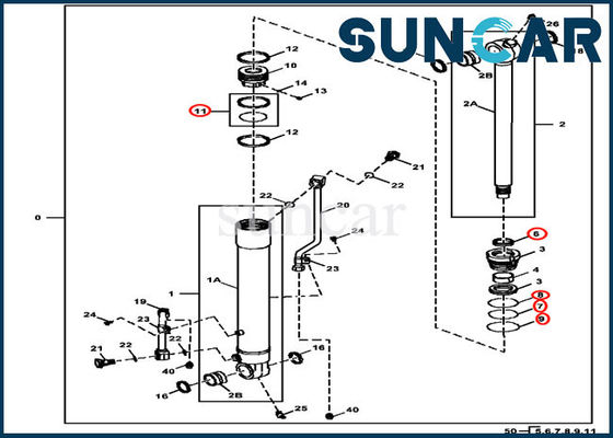 4652380 Kit Penyegelan Perbaikan Silinder Bucket JOHN DEERE 60D Kit Segel Oli Hidrolik