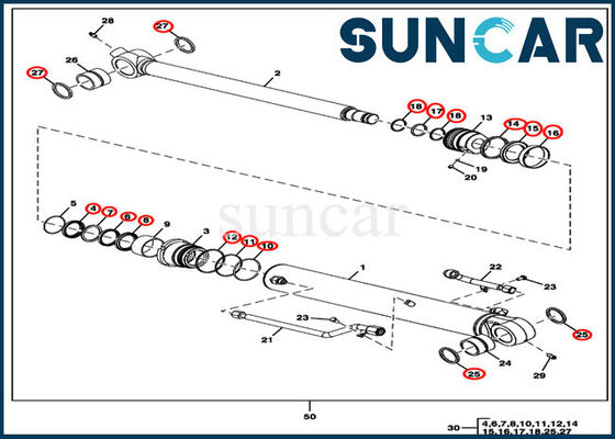 FYD00000087 Kit Segel Silinder Pengganti Bucket Cocok untuk 60D 60G John Deere