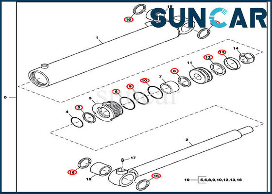 FYD00003973 Kit Seal Swing Boom Cocok untuk Kit Penggantian Seal Excavator 60D Deere