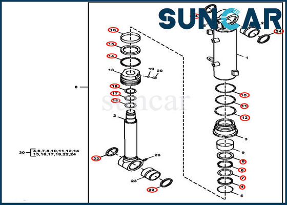 60D 60G Deere Parts FYD00003245 Perbaikan Seal Kit Blade Cylinder Sealing Kit