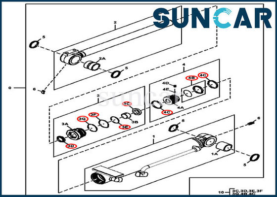 Silinder Hidraulik Sudut Pisau 4614062 Kit Segel Minyak Cocok Untuk Penyegelan Mesin John Deere 60D 60G
