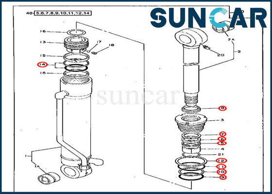 4217003 Arm Cylinder Seal Kit Kit Layanan Penggantian Untuk John Deere Excavator 70D
