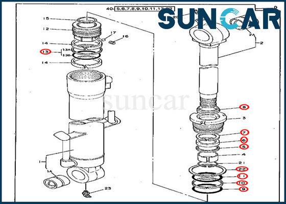 4217004 Kit Segel Perbaikan Bucket Kit Penyegelan Silinder Hidrolik Deere 70D